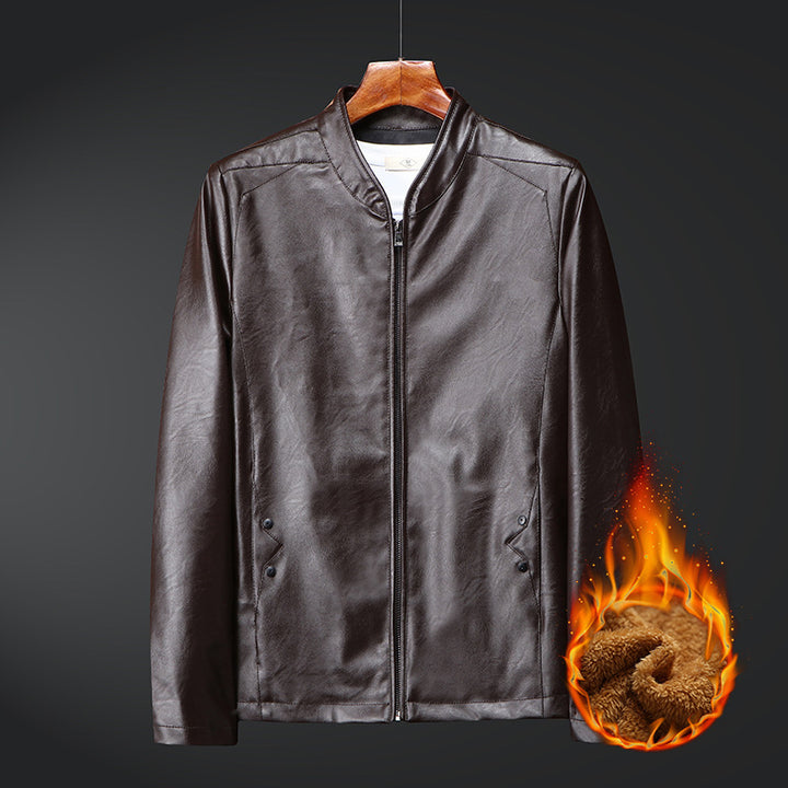 Herren Kunstleder‑Blouson mit Stehkragen und wärmender Teddyfutter‑Innenlage – Taviero