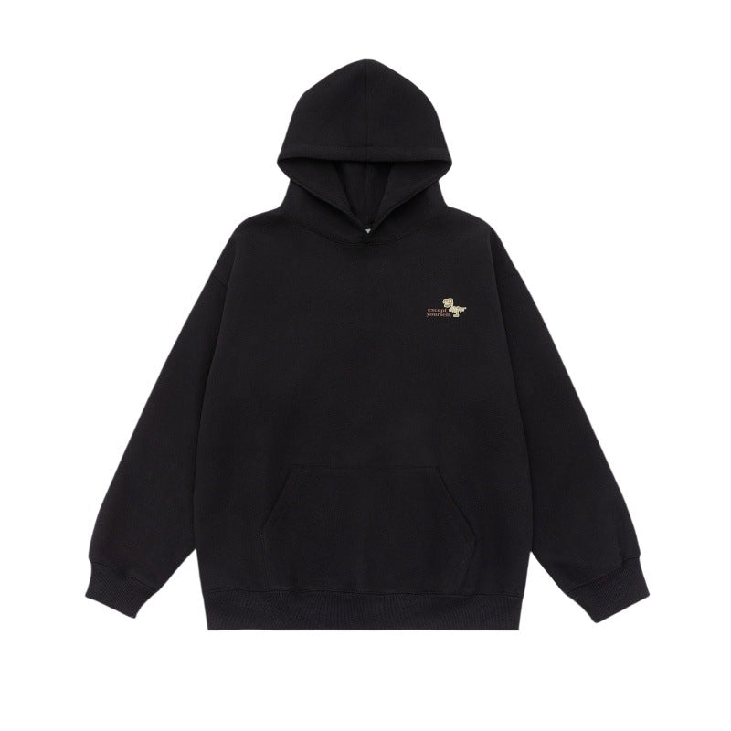 Unisex Oversize-Kapuzenpullover aus schwerer French-Terry mit Kängurutasche und dezenter Bruststickerei Echoarchiv