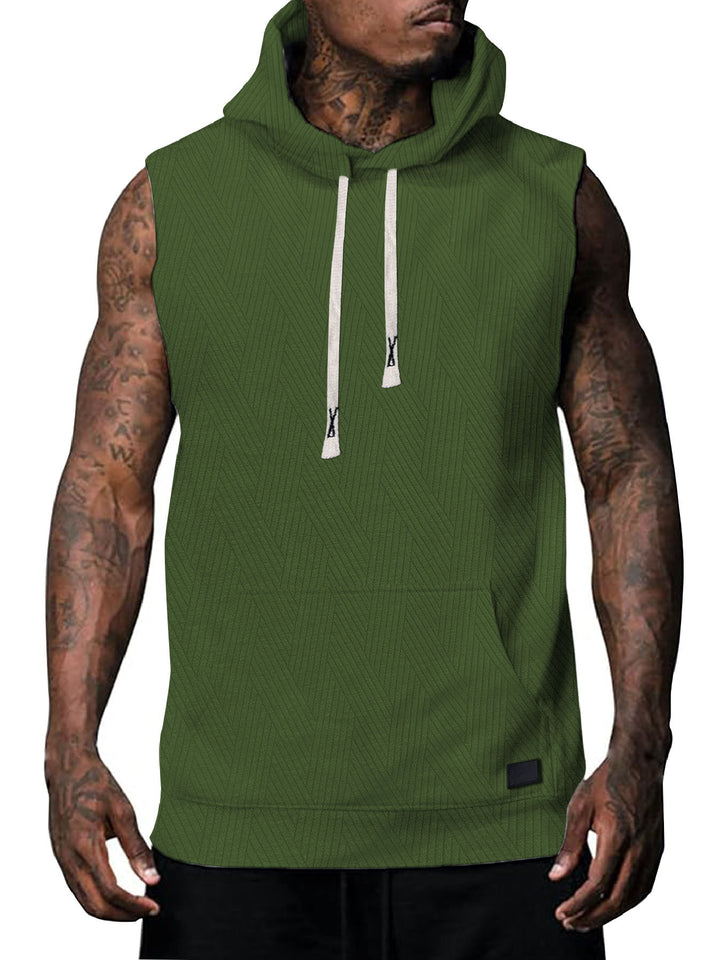 Herren ärmelloses Kapuzenshirt mit strukturiertem Design und praktischer Kängurutasche Echoarchiv