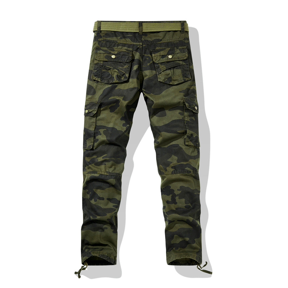 Herren Cargohose im Slim-Fit mit verstärkten Knien Multifachtaschen und Stoffgürtel – Bravaro