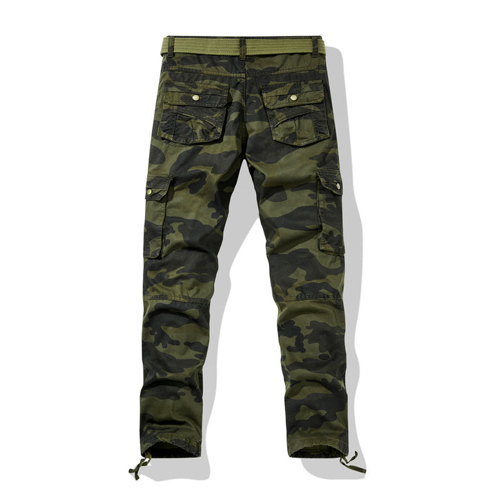 Herren Cargohose im Slim-Fit mit verstärkten Knien Multifachtaschen und Stoffgürtel – Bravaro