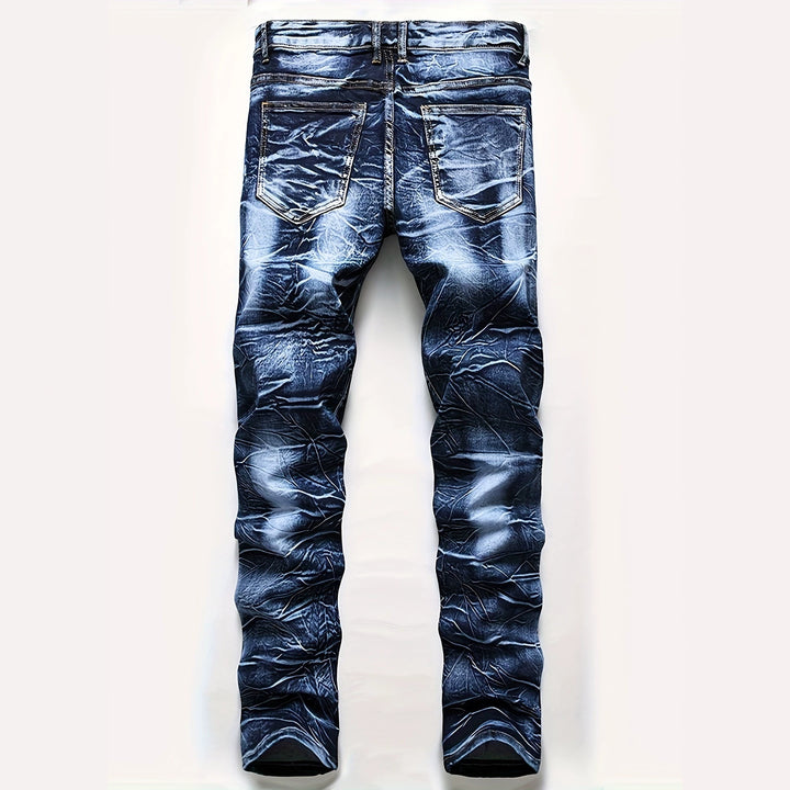 Herren Modische Slim-Fit Jeans im Used-Look Echoarchiv