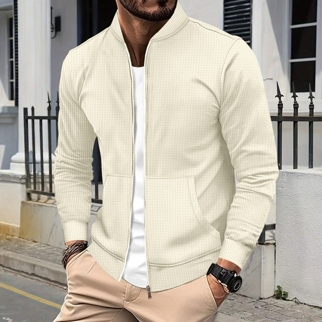 Herren leichte Sportjacke mit hohem Kragen und seitlichen Taschen – Taviero