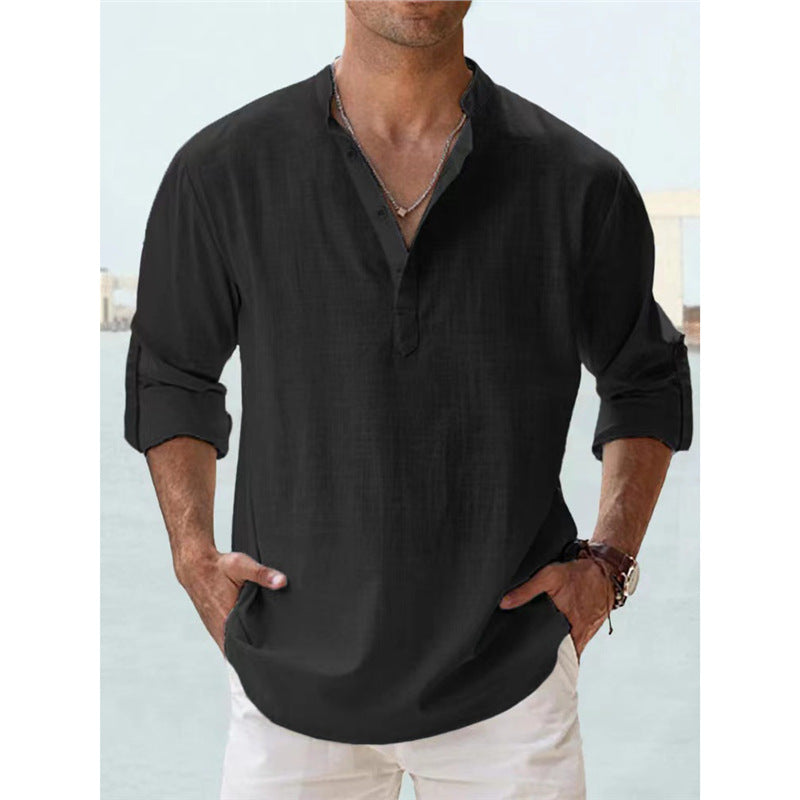 Herren Langarm Henley-Shirt mit lässigem Knopfverschluss und hochwertiger Baumwolle Echoarchiv