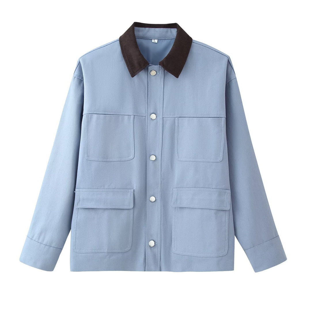 Damen Overshirt‑Jacke mit Kordkragen, aufgesetzten Taschen und Druckknopfleiste Echo Archiv