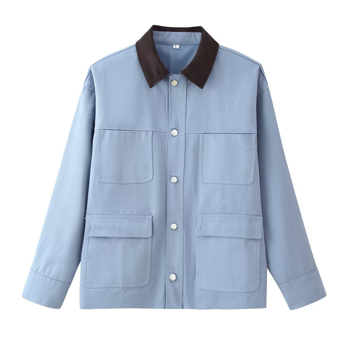 Damen Overshirt‑Jacke mit Kordkragen, aufgesetzten Taschen und Druckknopfleiste Echo Archiv