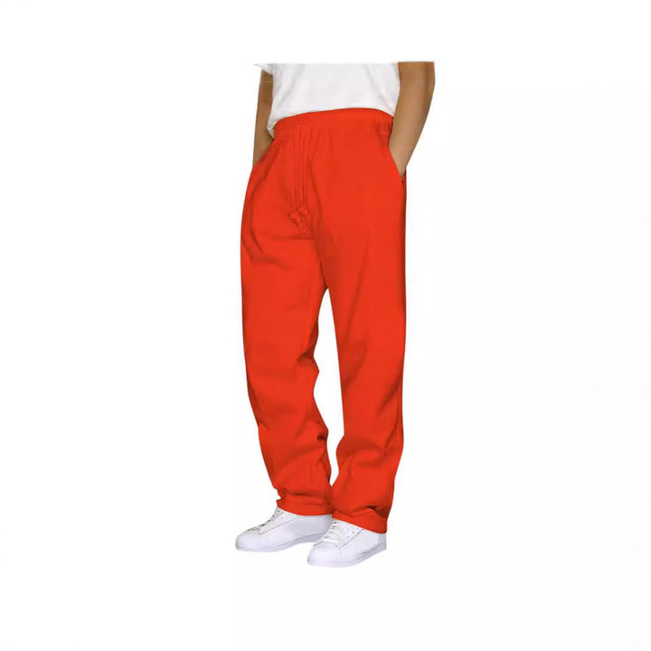 Damen ungekürzte Relax-Freizeithose mit hohem Komfortbund, innenliegendem Kordelzug und seitlichen Eingrifftaschen – Avélisse