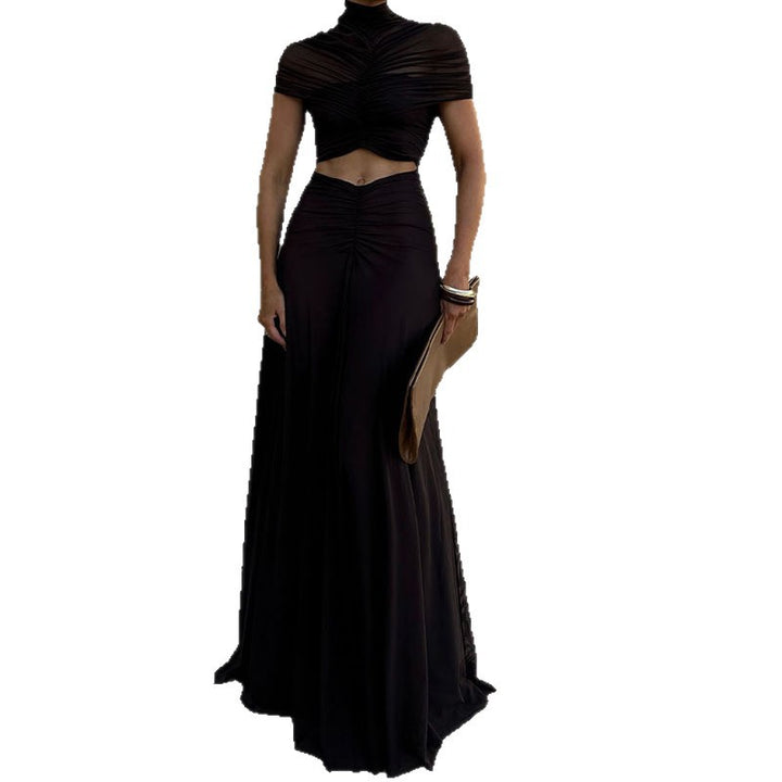 Damen Elegantes Maxikleid mit Raffungen und durchsichtigem Oberteil Echo Archiv