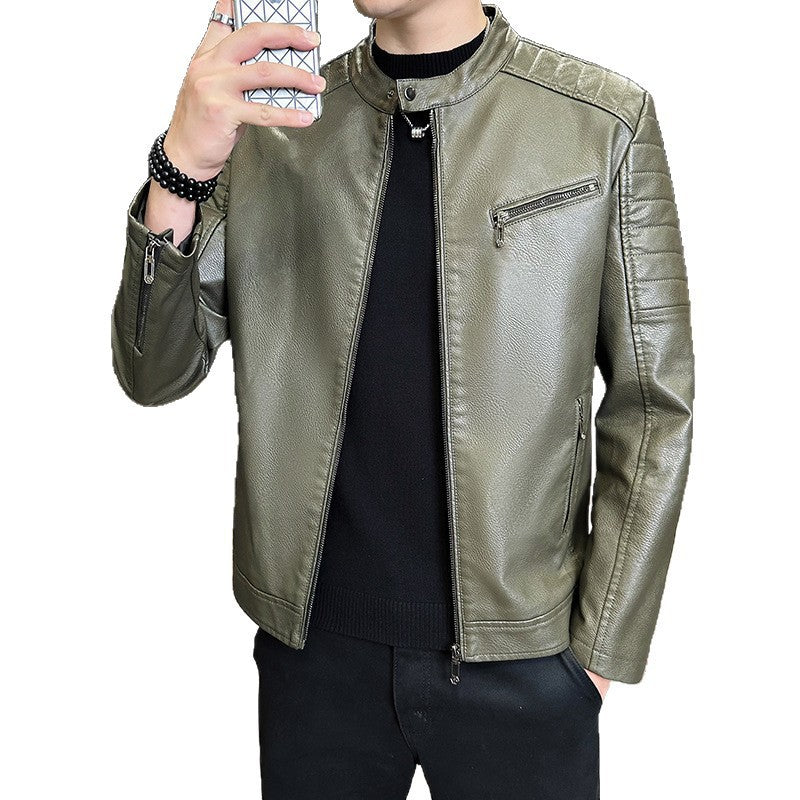 Herren Modische Kunstlederjacke mit Stehkragen Echo Archiv 1788322179