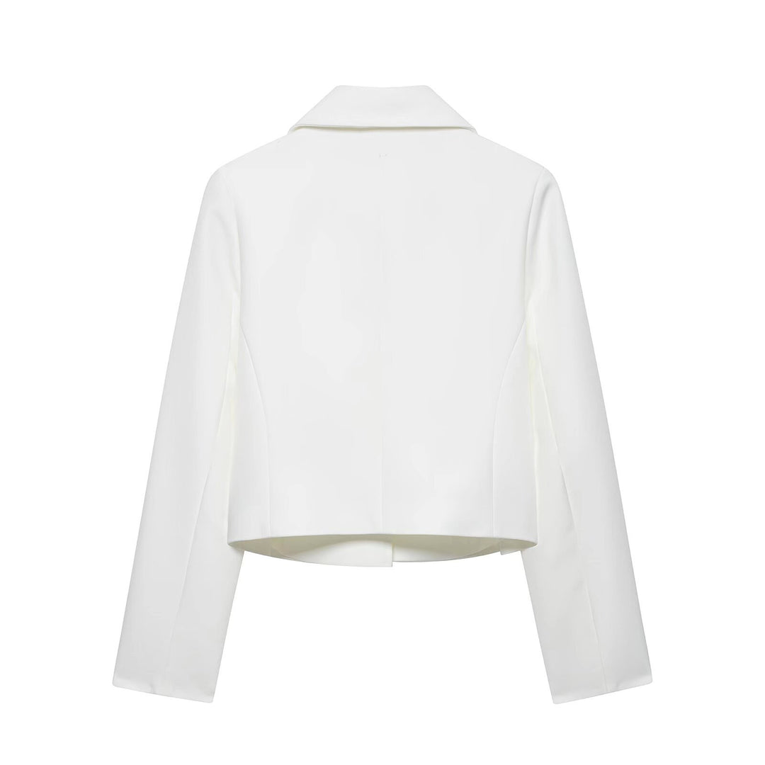 Damen Eleganter taillierter Cropped‑Blazer mit doppelreihiger Zierknopfleiste und konstruiertem Revers Echo Archiv