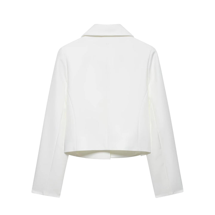 Damen Eleganter taillierter Cropped‑Blazer mit doppelreihiger Zierknopfleiste und konstruiertem Revers Echo Archiv