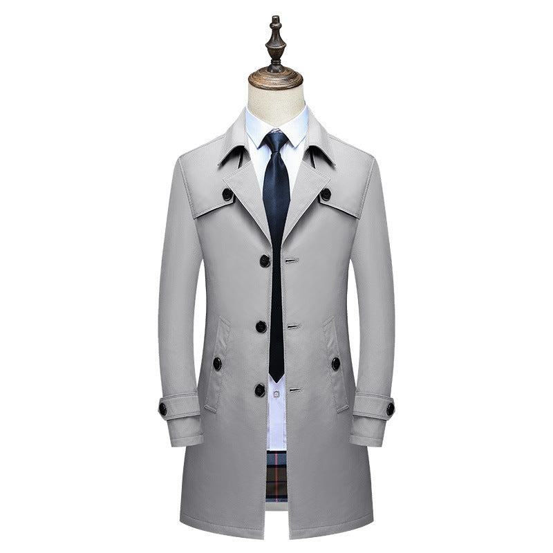 Herren Eleganter Slim-Fit Trenchcoat mit klassischer Knopfleiste und verstellbaren Manschetten Echoarchiv