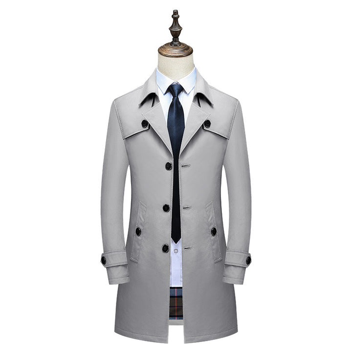 Herren Eleganter Slim-Fit Trenchcoat mit klassischer Knopfleiste und verstellbaren Manschetten Echoarchiv