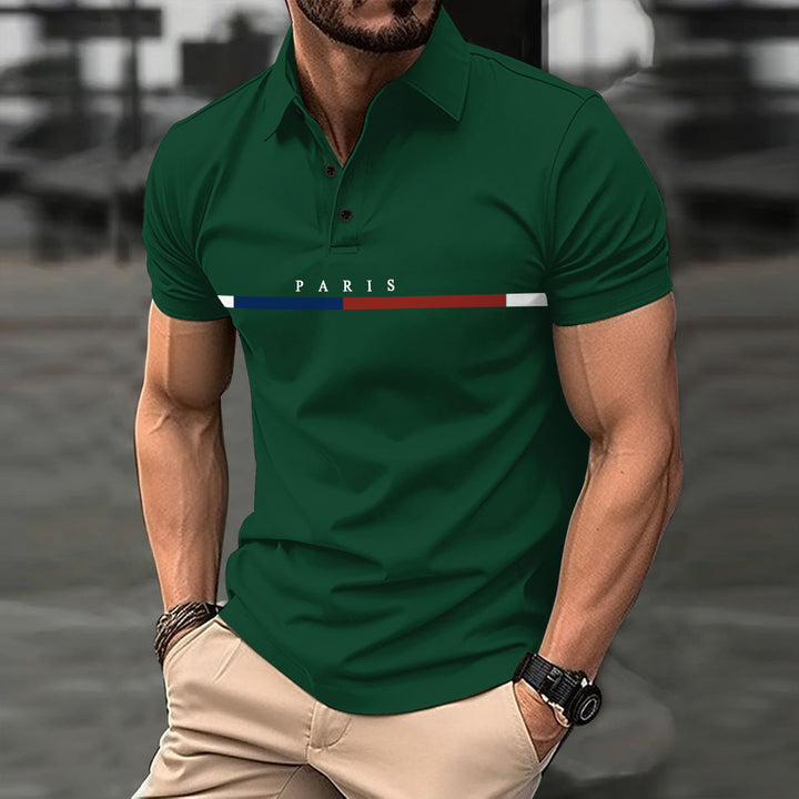 Herren Polohemd mit modernem Grafikelement Echoarchiv