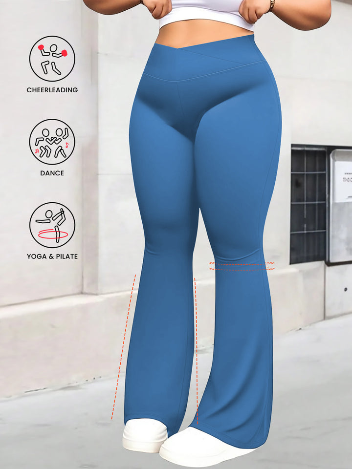 Damen taillenhohe Shaping Bootcut-Leggings mit Bauchkontrolle und 4-Wege-Stretch echoarchiv-