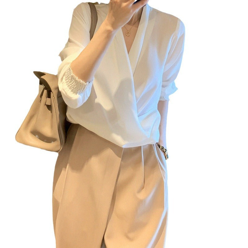 Damen Elegante Wickelbluse Echoarchiv
