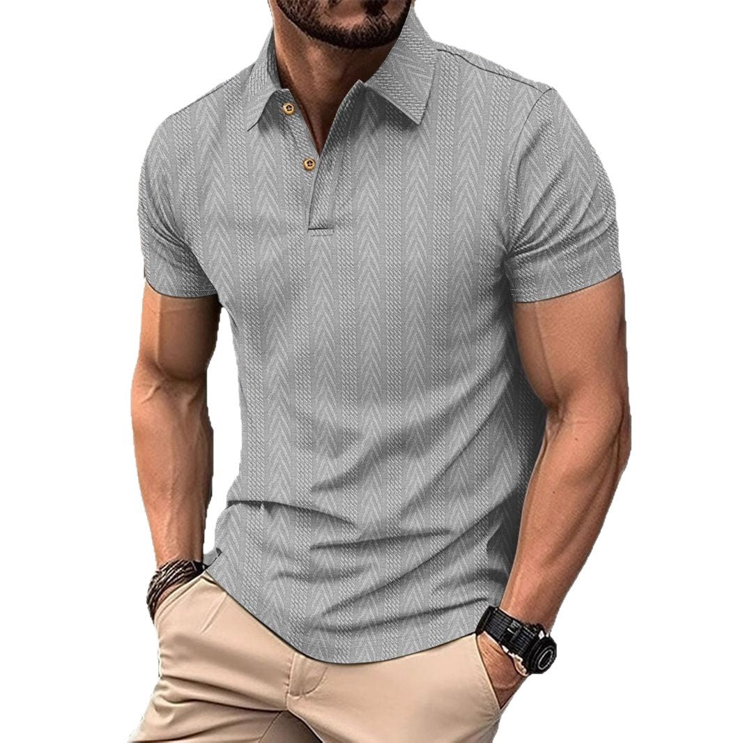 Herren Kurzarm Poloshirt mit strukturiertem Design und eleganter Knopfleiste Echoarchiv