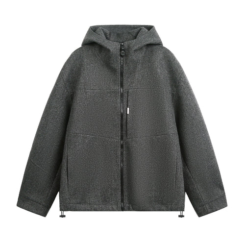 Unisex Oversize Kapuzenjacke aus meliertem Wollmix mit Kordelzugsaum Echo Archiv