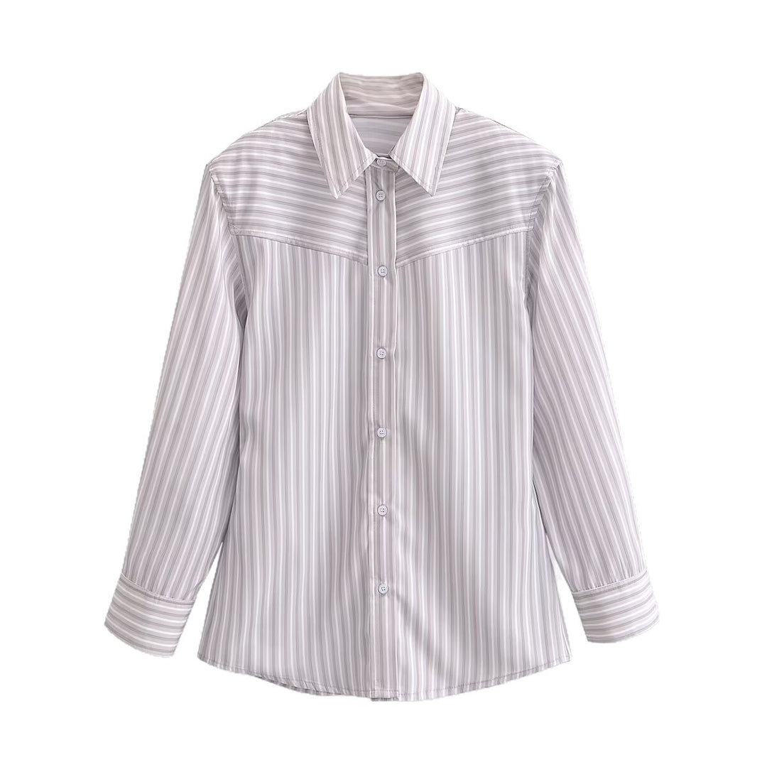 Damen Gestreifte Hemdbluse mit Western‑Yoke und geradem Schnitt Echoarchiv