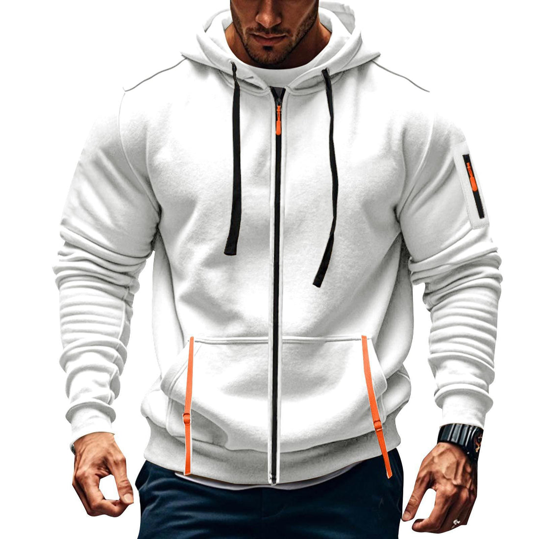 Herren sportlicher Kapuzenpulli mit praktischen Taschen – Cavarno