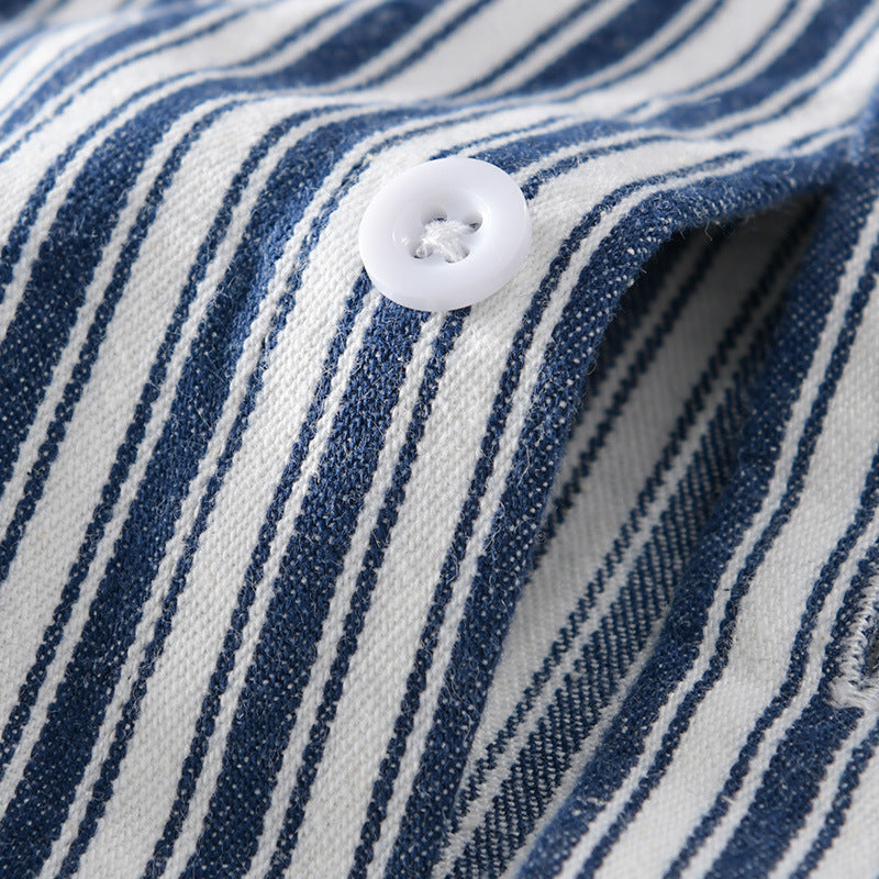 Herren Maritimes Streifen-Überhemd aus Baumwoll‑Twill mit Brustklappen und Relaxed-Fit Echoarchiv