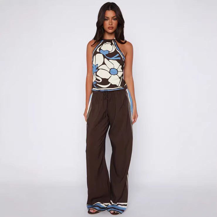 Damen Haltertop mit floralem Muster und weichem Baumwollstoff Echo Archiv
