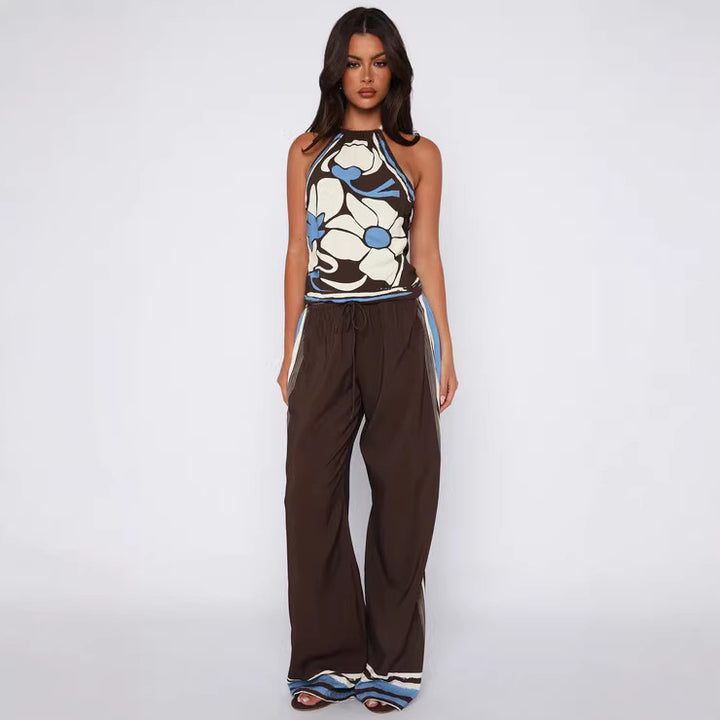 Damen Haltertop mit floralem Muster und weichem Baumwollstoff Echo Archiv