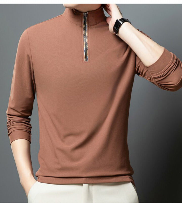 Herren Sportliches Langarmshirt mit Stehkragen und modischem Reißverschluss Echoarchiv