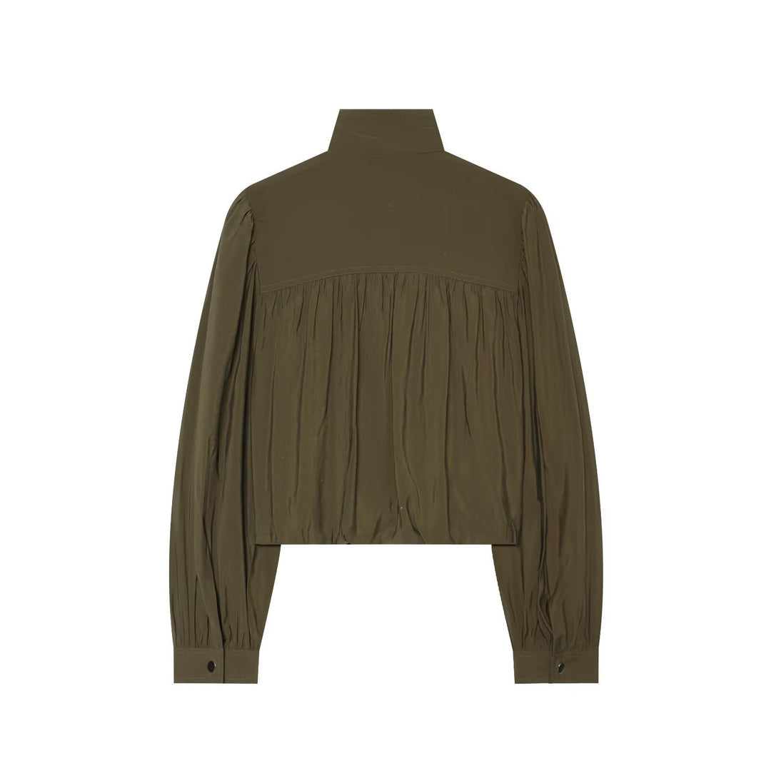Damen Zweiteiliges Ensemble aus plissiertem Cropped-Blouson mit Stehkragen und weiter Cargo-Hose Echo Archiv