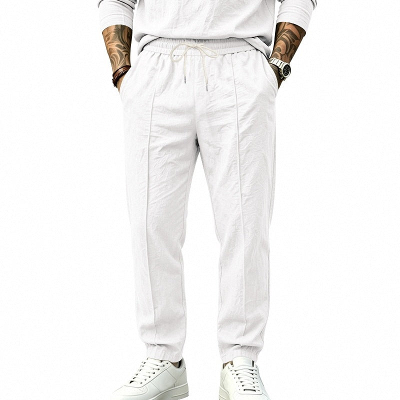 Herren Tapered-Freizeithose mit Tunnelzug, Bügelfalte und elastischem Saum Echoarchiv