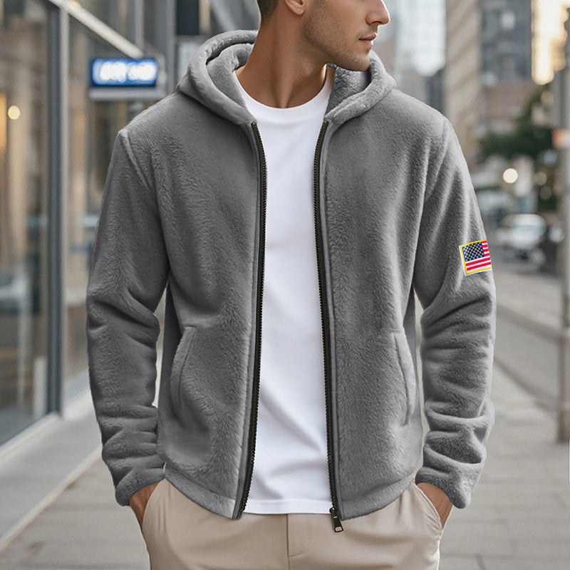 Herren gemütlicher Kapuzenpullover aus weichem Fleece mit bequemem Schnitt Echoarchiv