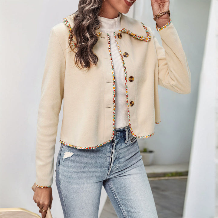 Damen Kurzjacke im Cardigan-Stil mit Zierborte, kastiger Passform und Hornoptik-Knöpfen Echoarchiv