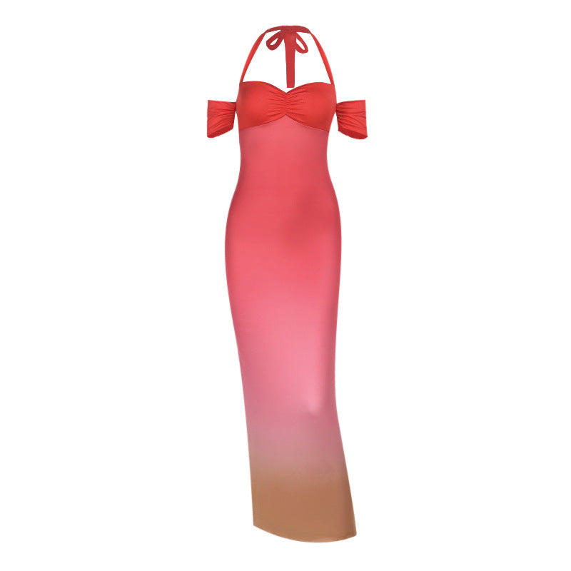 Damen Maxikleid mit elegantem Halterdesign und floralem Akzent Echo Archiv