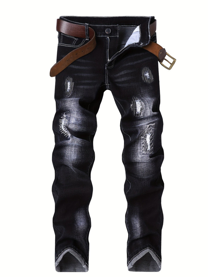 Herren Elegante Slim-Fit Jeans mit modischen Waschungseffekten Echoarchiv