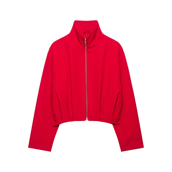 Damen Cropped-Boxy-Jacke mit hohem Stehkragen und durchgehendem Reißverschluss Echoarchiv