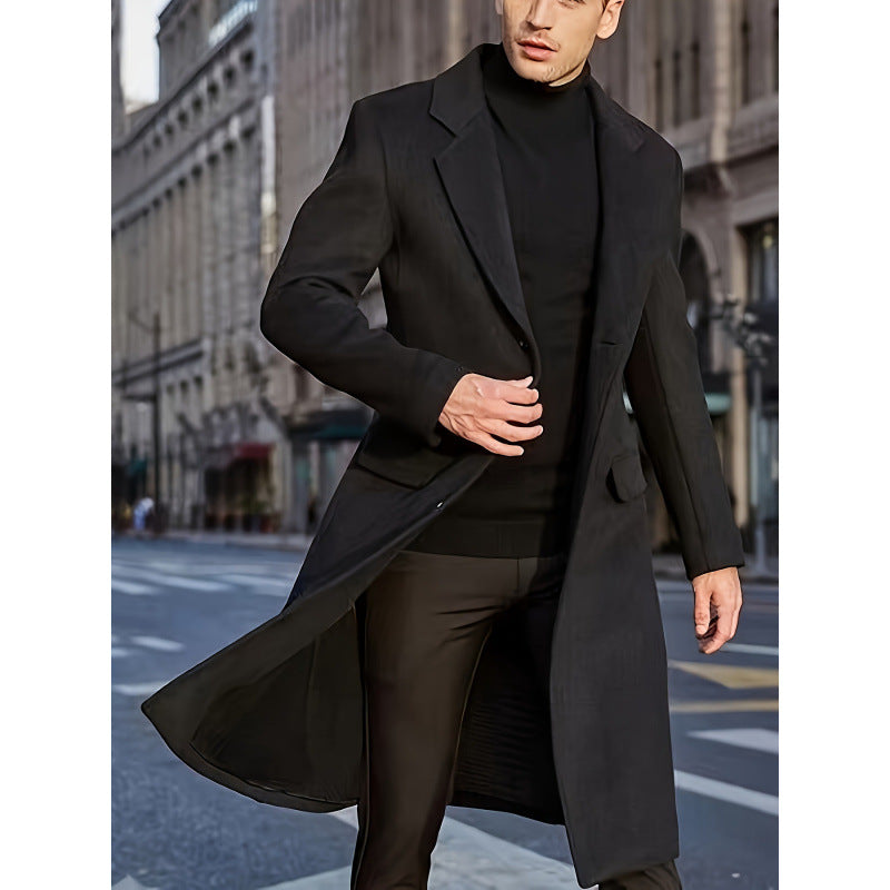 Herren eleganter Langmantel mit strukturiertem Design Echoarchiv