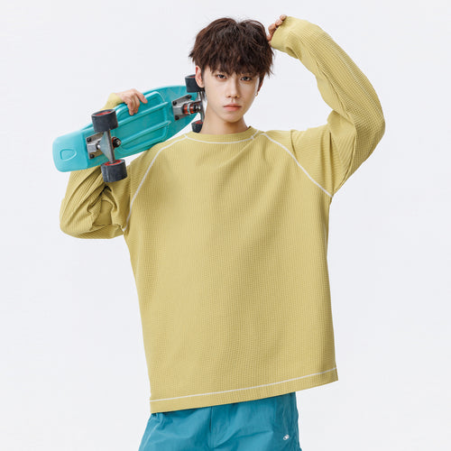 Herren Oversize Waffelstrick‑Sweatshirt mit Rundhals, Raglanärmeln und Kontrastnähten Echo Archiv