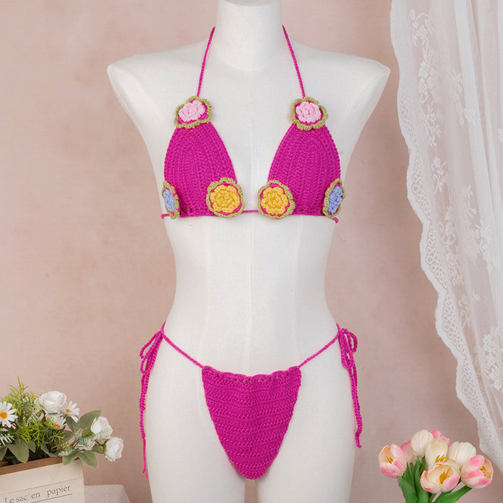 Damen Häkel-Bikini mit verspieltem Blumendesign und verstellbaren Bändern Echo Archiv