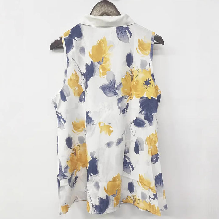 Damen nan Seidenimitat-Buttondown-Top mit Spitzenpasse und Perlenknopfleiste Echo Archiv