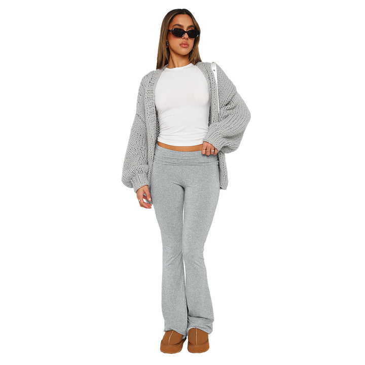 Damen Hochbund Yoga-Hose mit Wickelbund, ausgestelltem Bein und Stretchqualität – Avélisse