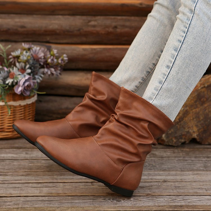 Damen modische Stiefeletten mit elegantem Rüschendesign und weichem Obermaterial Echoarchiv
