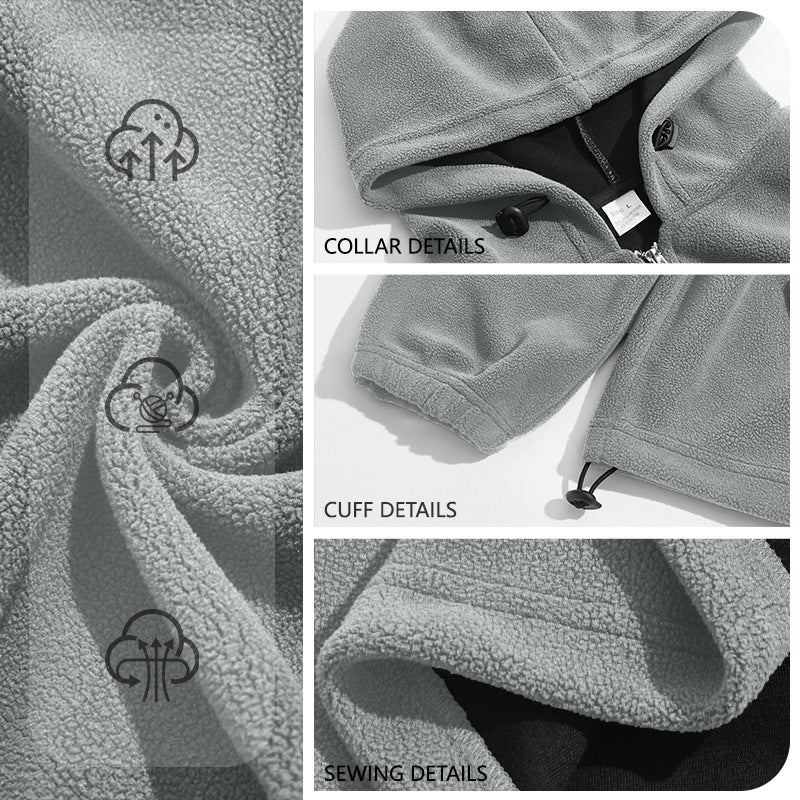 Herren Fleece-Hoodie mit halbem Reißverschluss, Kängurutasche und verstellbarer Kapuze – Cavarno