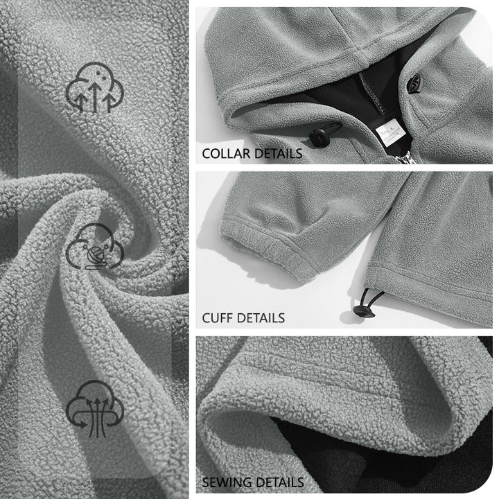 Herren Fleece-Hoodie mit halbem Reißverschluss, Kängurutasche und verstellbarer Kapuze – Cavarno