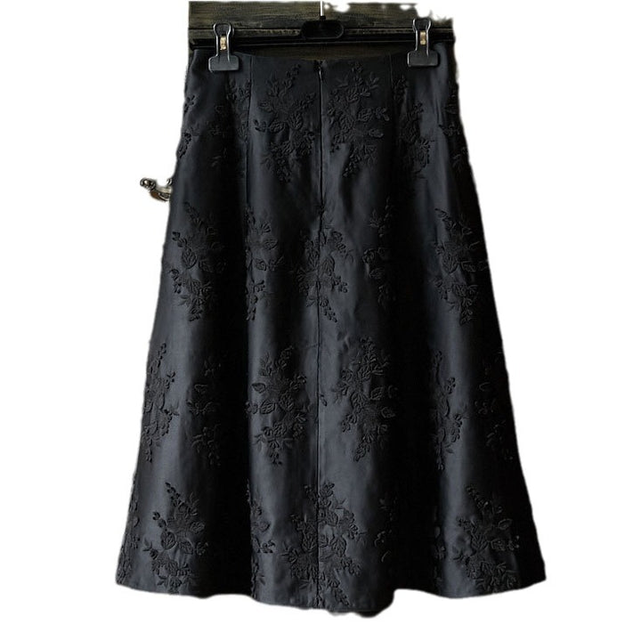Damen Eleganter Maxirock mit floralem Relief Echoarchiv