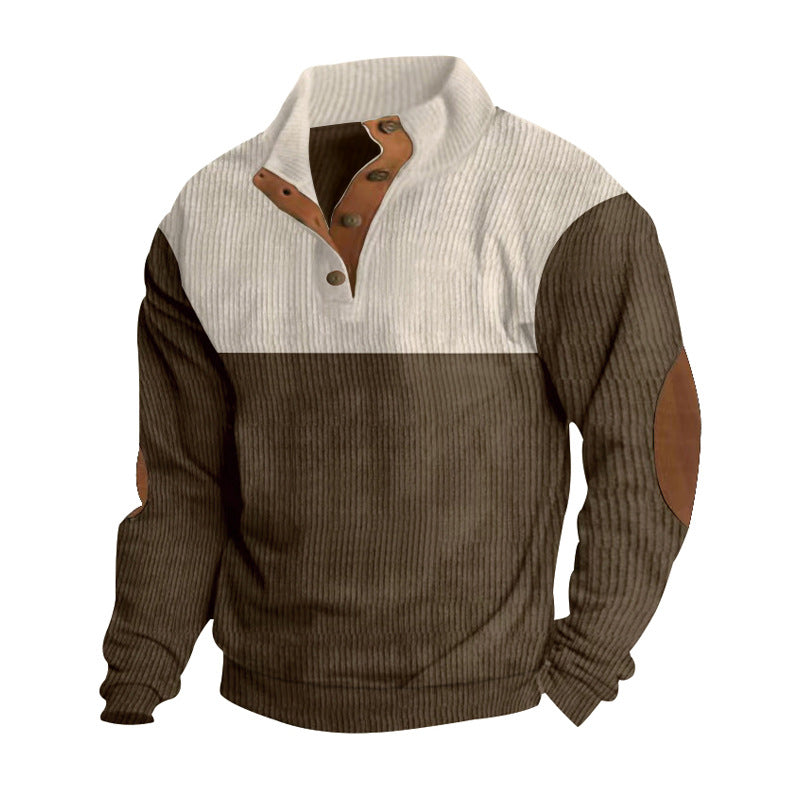 Herren modischer Stehkragen-Pullover mit eleganten Knöpfen Echoarchiv
