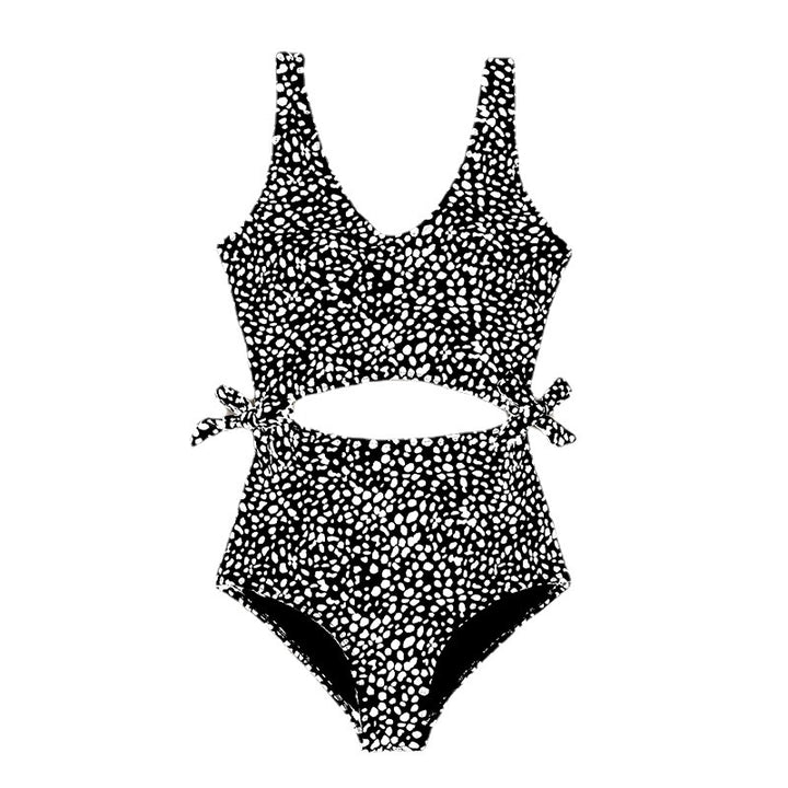 Damen Cropped Badeanzug mit asymmetrischem Design und modischen Bindebändern Echo Archiv