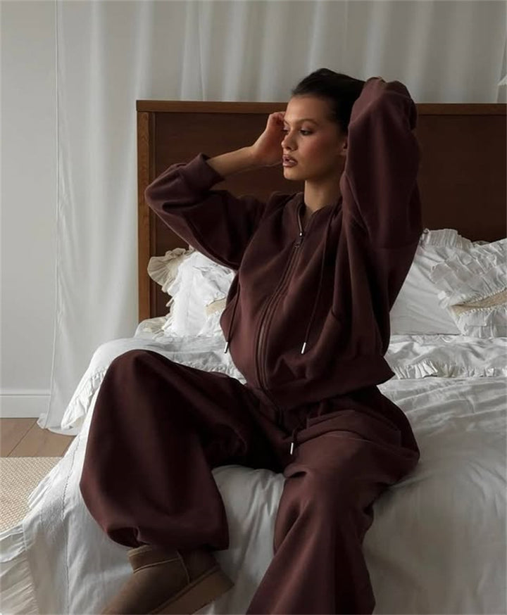 Damen nan weites Lounge-Set mit Zip-Hoodie, Kängurutasche und extraweiter Highwaist-Jogginghose Echo Archiv