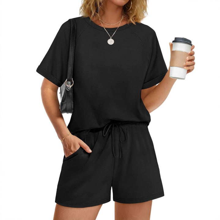 Damen lässiger Kombi aus T-Shirt und Shorts mit elastischem Bund Echoarchiv