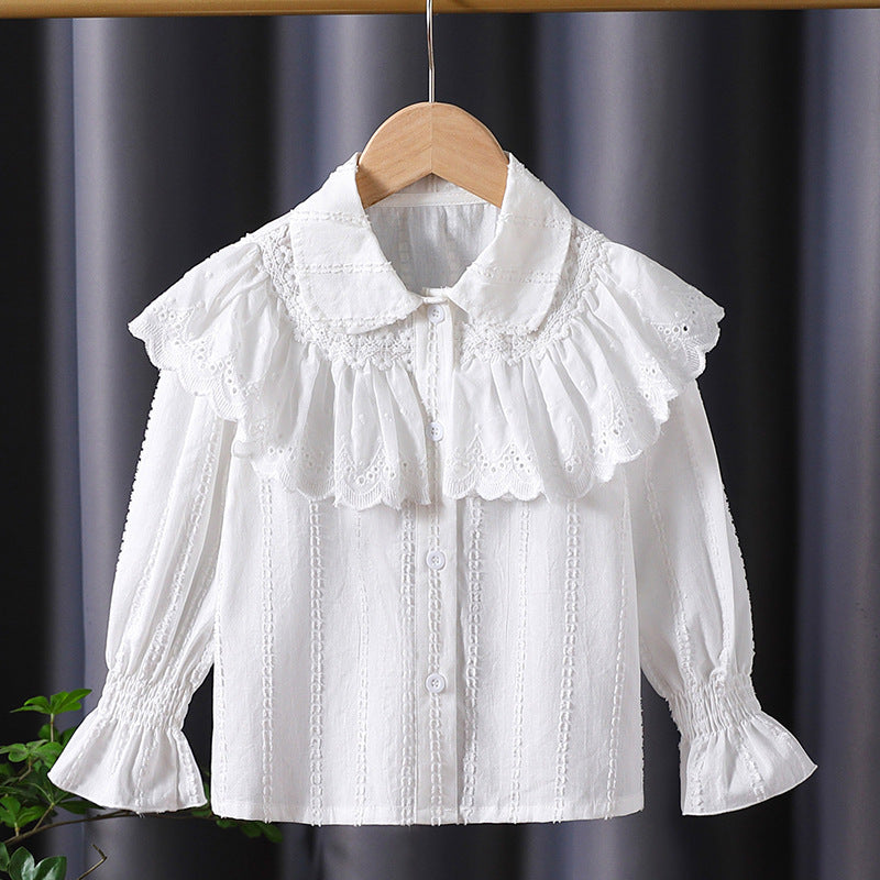 Damen verspielte Bluse mit voluminösem Kragen Echo Archiv