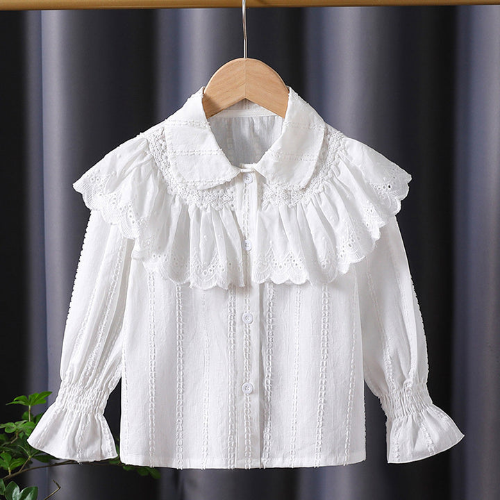 Damen verspielte Bluse mit voluminösem Kragen Echo Archiv